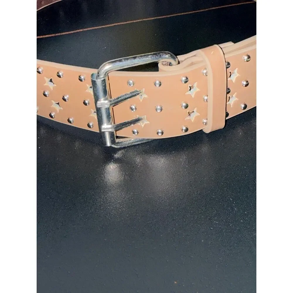 Studded Star Cutout Belt Tan Western Boho Festival Y2K Style